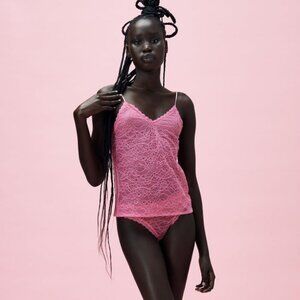 Zara Pink Lace Strap Tank Top Small